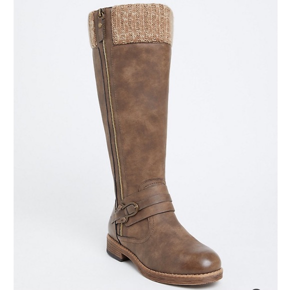 torrid Shoes - BRAND NEW Torrid Dark Taupe Sweater Trimmed Tall Boot 7W